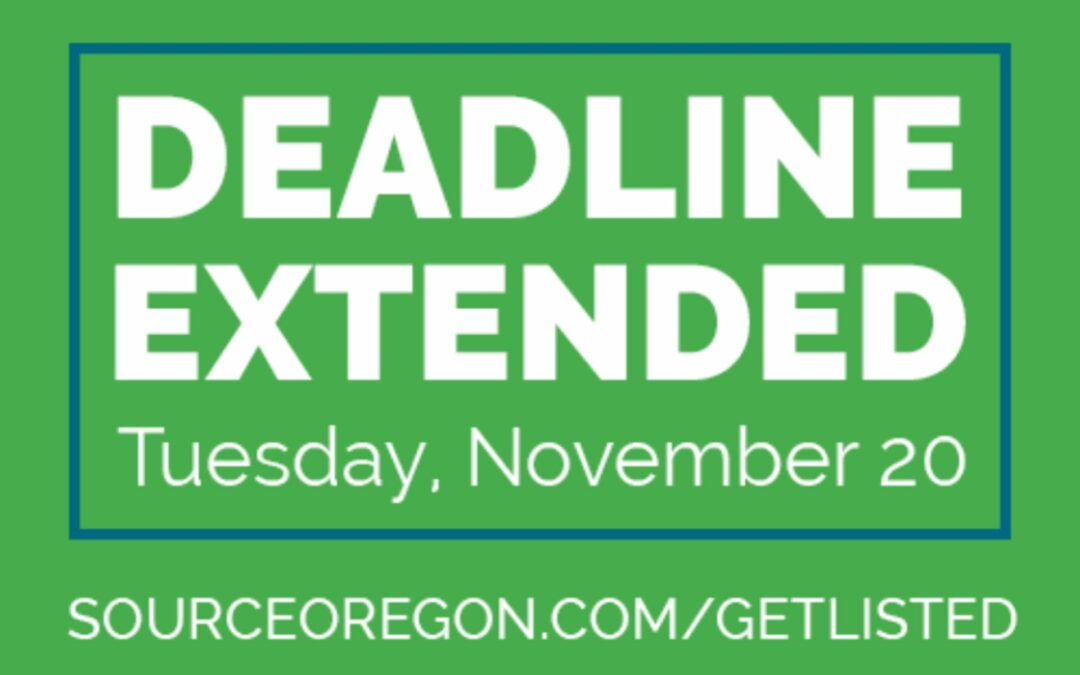 SourceOregon deadline extended to Nov. 20